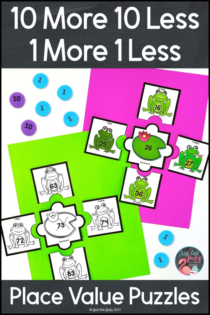 Click to find out more about these ten more ten less and one more one less frog-themed place value puzzles. They are the perfect way for your 1st and 2nd graders to get more practice with this important math concept.