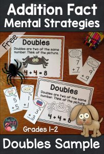 Check out this free math sample, compiled from three of my best-selling addition resources, for reinforcing the doubles addition fact strategy with 1st and 2nd graders. #DoublesFacts #AdditionFacts #FirstGradeMath #SecondGradeMath #MathIntervention