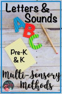 Read this blog post about the multi-sensory introduction of letters and sounds. This approach links the name of the letter, the sound the letter stands for, and its formation. Try the multi-sensory way for teaching preschool and kindergarten children who would benefit from explicit instruction. #Multi-SensoryTeaching #LettersAndSounds