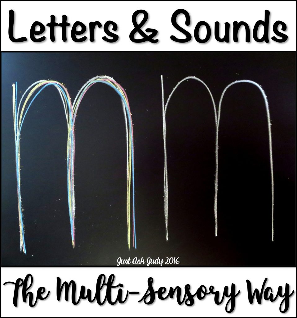 Have your preschool and kindergarten students trace and write letters large on a chalkboard when introducing letters and sounds the multi-sensory way. #Kindergarten Literacy #Multi-SensoryTeaching