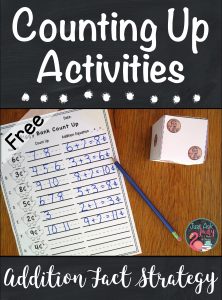 Discover math ideas and freebies in this post about helping your students in kindergarten, first, and second grades transition from counting all to counting on or counting up when adding! #additionfacts #additionfactstrategies #additionactivities #kindergartenmath #firstgrademath #secondgrademath