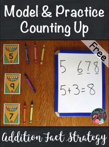 Check out the math ideas and freebies in this post about helping your students in kindergarten, first, and second grades move from counting all to counting on or counting up when adding! #additionfacts #additionfactstrategies #additionactivities #kindergartenmath #firstgrademath #secondgrademath
