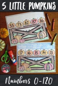 Use this easy prep pumpkin-themed math activity for ordering numbers 0-120 with your kindergarten, first, and second-graders. #SequencingNumbers #Pumpkins #FirstGradeMath