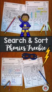 Enjoy these four search & sort phonics freebies with your kindergarten, first, and second graders!