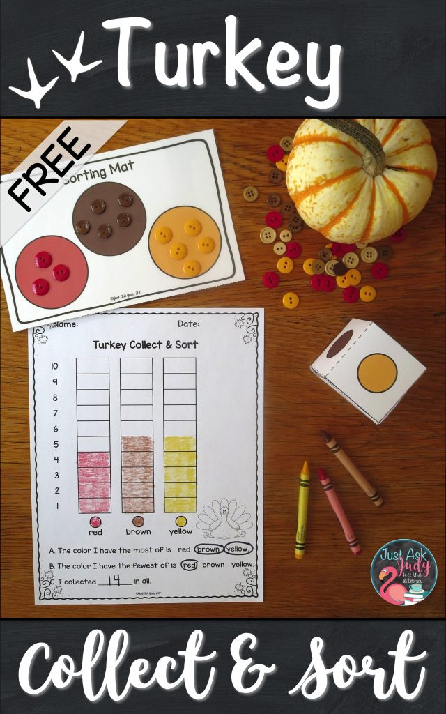 Try this free turkey-themed partner sorting and counting activity. Engage your preschool, kindergarten, and early first grade students with this hands-on activity! #turkeys #MathCenters #TallyMarks