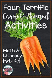 Check out this blog post highlighting four carrot themed math and literacy activities, perfect for preschool, kindergarten, first, second, and third grades.