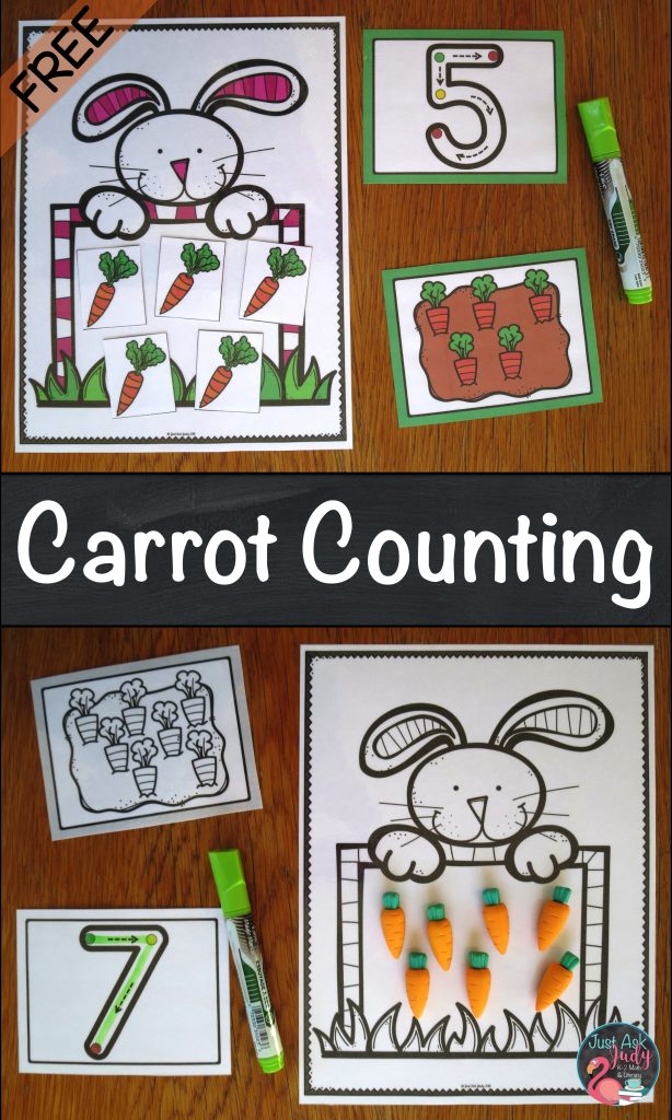 Use this free carrot counting activity with your preschoolers to provide experiences in counting, cardinality, numeral recognition, and numeral formation.