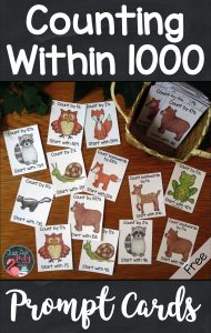 Discover these free forest animal themed counting within a 1000 full-color prompt cards. They are the perfect addition to your counting routines for second and third-grade math. Use these prompt cards for choral counting, counting around the circle, or start and stop counting activities. #CountingWithin1000 #ForestAnimals #SecondGradeMath #ThirdGradeMath #CountingRoutines