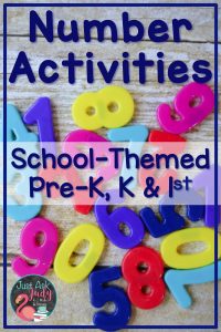 Check out these school-themed number activities, suitable for pre-school, kindergarten, and early first-grade math. #BTS #BackToSchool #MathActivities #PreK # kindergarten
