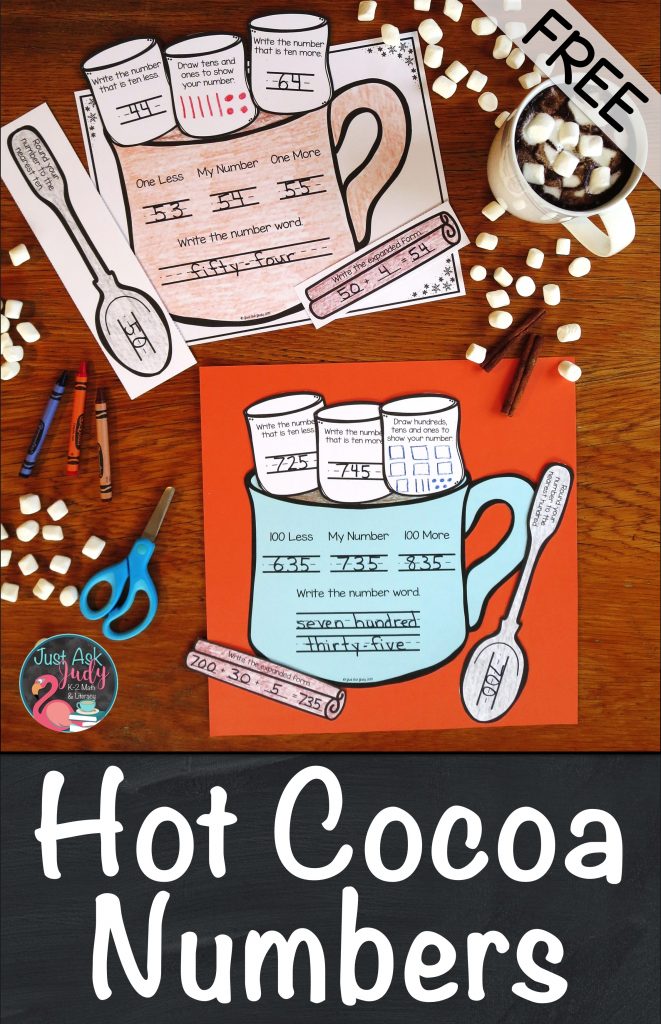 Warm up with this free hot cocoa number activity for two and three-digit numbers! It is perfect for reinforcing number sense and place value skills in first, second, or third-grade math. #HotCocoa #PlaceValue #MathCenters