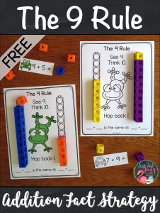 Try this free sample from my 9 Rule Addition Fact Strategy resource. It is a concrete introductory activity to help your 1st and 2nd grade math students understand the concept underlying this strategy. #AdditionFacts #FirstGradeMath #SecondGradeMath