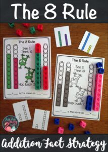 Need some help with teaching your students how to add 8 to a single-digit number? Try this set of resources to introduce and teach The 8 Rule (adding 8) addition fact strategy. It is a perfect pack of materials to help your first and second grade math students understand the concept underlying this strategy. #FactFluency #1stGradeMath #2ndGradeMath