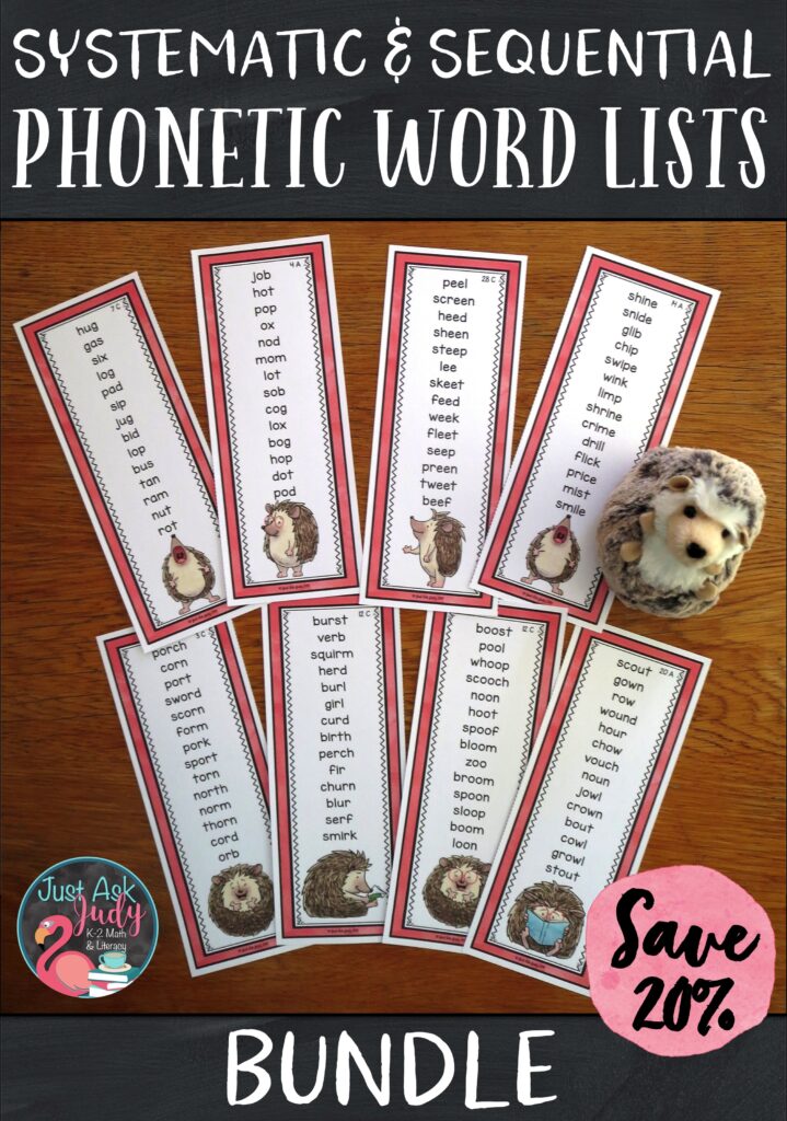 Check out this bundle of easy to prepare phonetic word lists with a hedgehog theme. It is an engaging way for first and second-grade students to apply their decoding skills and to develop fluency in reading one-syllable words. This is an extensive, step-by-step resource that can be individualized for your guided reading, intervention, and resource groups or for tutoring sessions. #Phonics #OrtonGillingham #Decoding