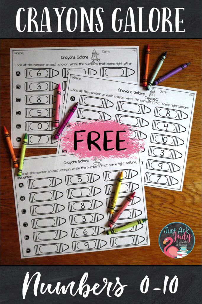 Use these free print and go worksheets to practice and review ordering the numbers 0-10. #NumberAfter #NumberBefore #KindergartenMath 