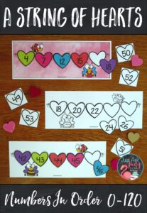 Here’s an open-ended flexible valentine themed resource for ordering numbers 0-120 in a variety of ways. Use it to provide individualized practice for your kindergarten, first, and second-grade math students. #Hearts #SequencingNumbers #MathStations