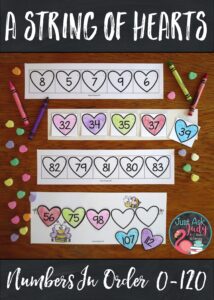 Have a little fun with this easy to prepare color, cut, and glue valentine themed math activity! Find a variety of ready to use number sequences appropriate for your kindergarten, 1st, and 2nd grade math students. #Hearts #OrderingNumbers #MorningWork