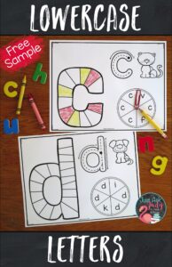 Click to download this free sample of my lowercase letter game boards. These partner games are designed to support your preschool, kindergarten, or struggling students as they learn to recognize letters. The focus is on providing repetitive practice with recognizing a single letter.