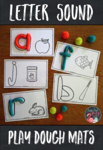 Try this set of simple letter sound play dough mats, perfect for helping preschoolers or kindergarteners make the letter sound connection.