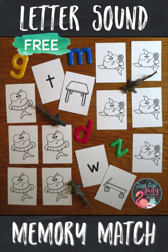 Add this free shark themed memory match game to your preschool and kindergarten literacy centers. It’s the perfect activity for helping them learn to identify letters and to associate those letters with their corresponding initial consonant and short vowel sounds. 