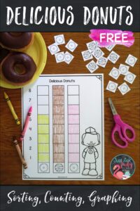 Check out this free activity for sorting, counting, and graphing donuts. Use it to help celebrate National Doughnut Day with your preschoolers, kindergarteners, first graders, or early second graders.