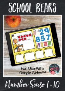 Try this school bear themed number sense resource for Google SlidesTM . This drag and drop digital number activity provides perfect practice for your preschoolers and kindergarteners.