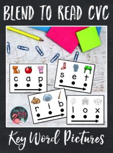 Check out this set of 180 word cards designed to support beginning or struggling students as they learn to decode CVC words in kindergarten and 1st grade. There is a specific keyword picture for easy reference above each letter to assist your students with letter-sound correspondence.