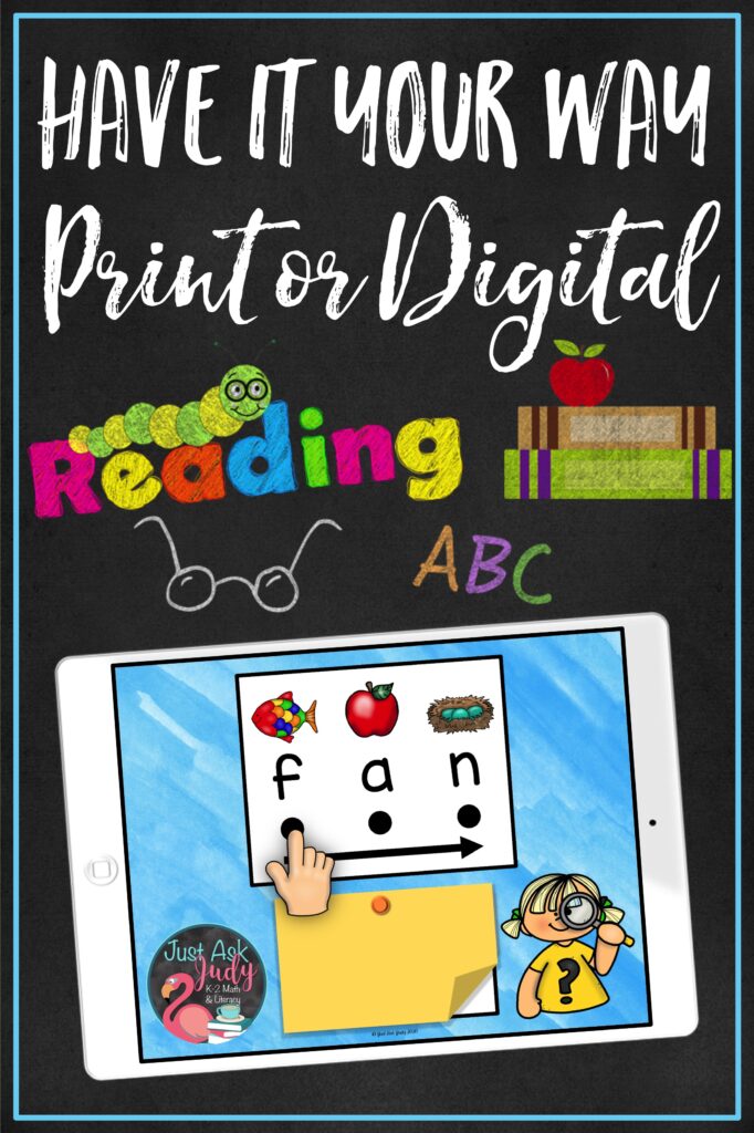 Find a print and a digital version of a resource designed to support beginning or struggling readers as they learn to decode CVC words in kindergarten and first grade. Try the free samples!