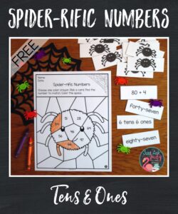 Download this free spider-themed number forms and place value activity. Use it to provide practice with the standard, word, expanded, and place value forms of two-digit numbers with your first and second grade students.