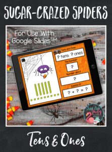Learn more about this spider-themed place value resource, for use with Google SlidesTM. It is designed to give your first and second-grade math students practice with representing two-digit numbers in different forms; base ten, standard form, expanded form, and number word. It also provides practice with rounding to the nearest ten and ten less/ ten more than a number.