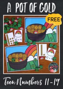 Click to download this free St. Patrick’s Day activity. Give your kindergarteners practice with teen numbers while having a wee bit of fun!
