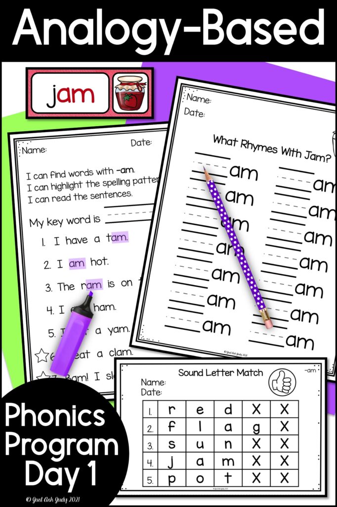 Take a look at these reading and spelling activities, all part of an awesome analogy-based phonics program designed for kindergarten and 1st grade.