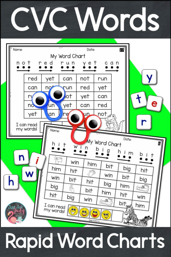 Give your beginning and striving readers the repeated reading practice they need to develop automatic word recognition of high-frequency CVC words with this set of 30 print-and-go rapid word charts. Click to find out more! 