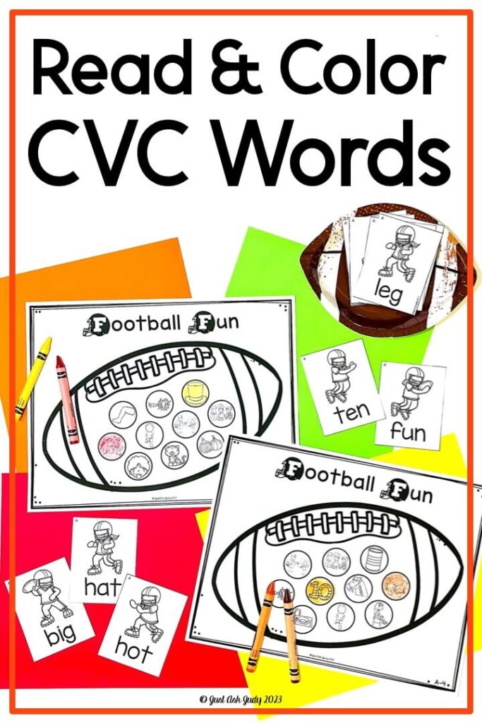 Looking for a fun way to supplement your explicit and systematic phonics instruction? Grab my free football themed read-and-color activity for CVC words! 
