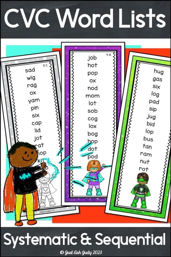 Need an appealing way for your kindergarten and first-grade students to apply their decoding skills and develop fluency with reading CVC words? These easy-to-individualize, step-by-step phonics word lists are the perfect choice! 